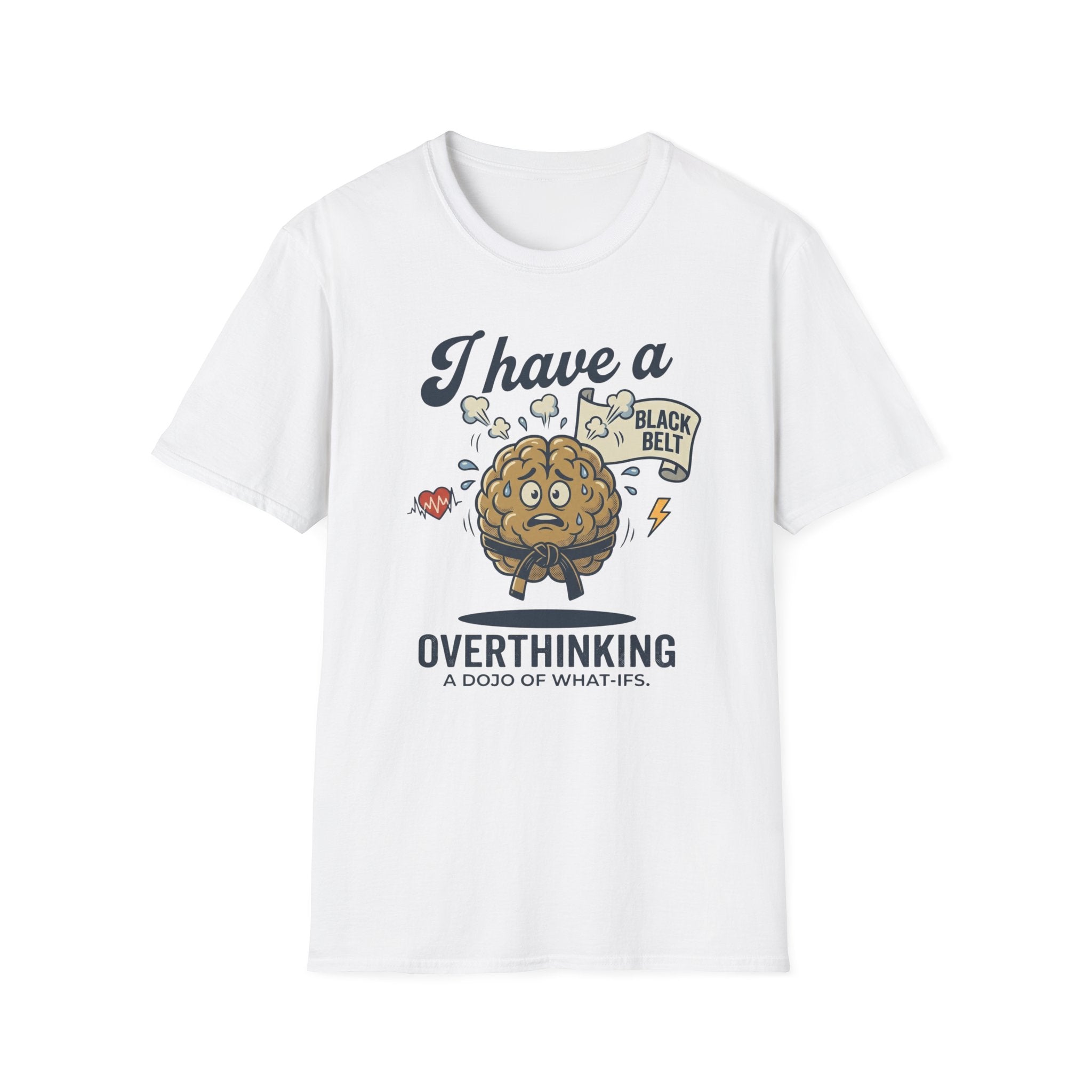T-Shirt — I Have a Black Belt in Overthinking (Funny Brain Cartoon)