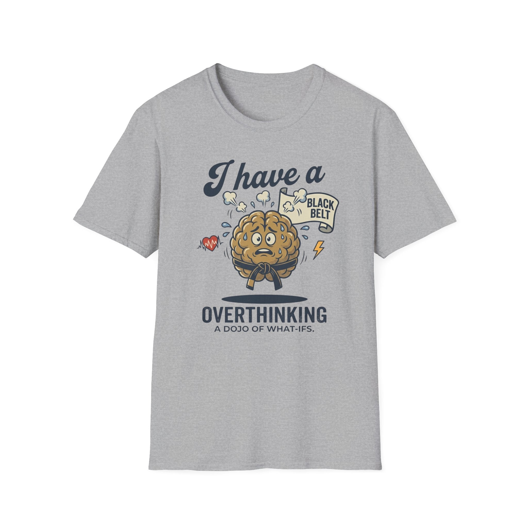 T-Shirt — I Have a Black Belt in Overthinking (Funny Brain Cartoon)