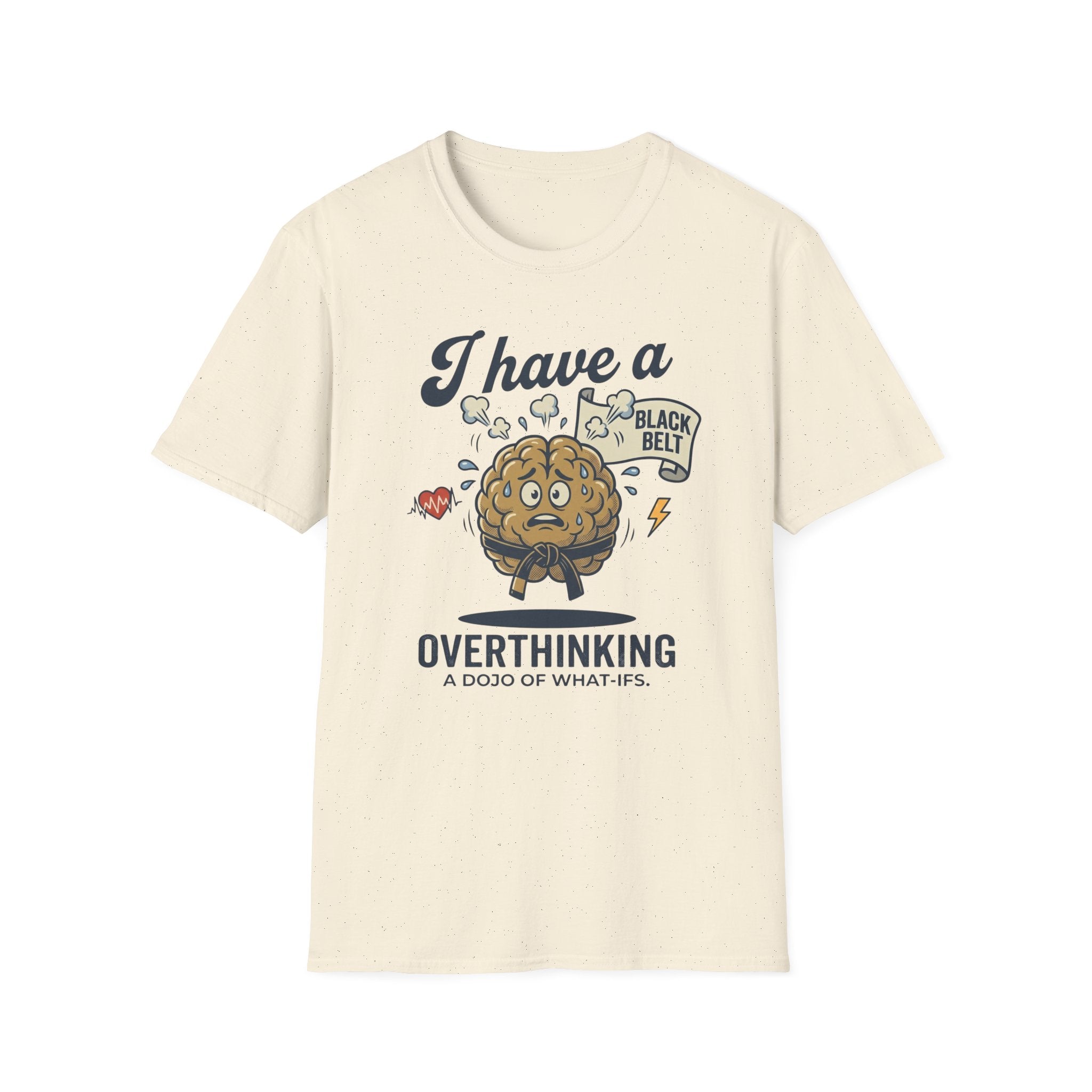 T-Shirt — I Have a Black Belt in Overthinking (Funny Brain Cartoon)