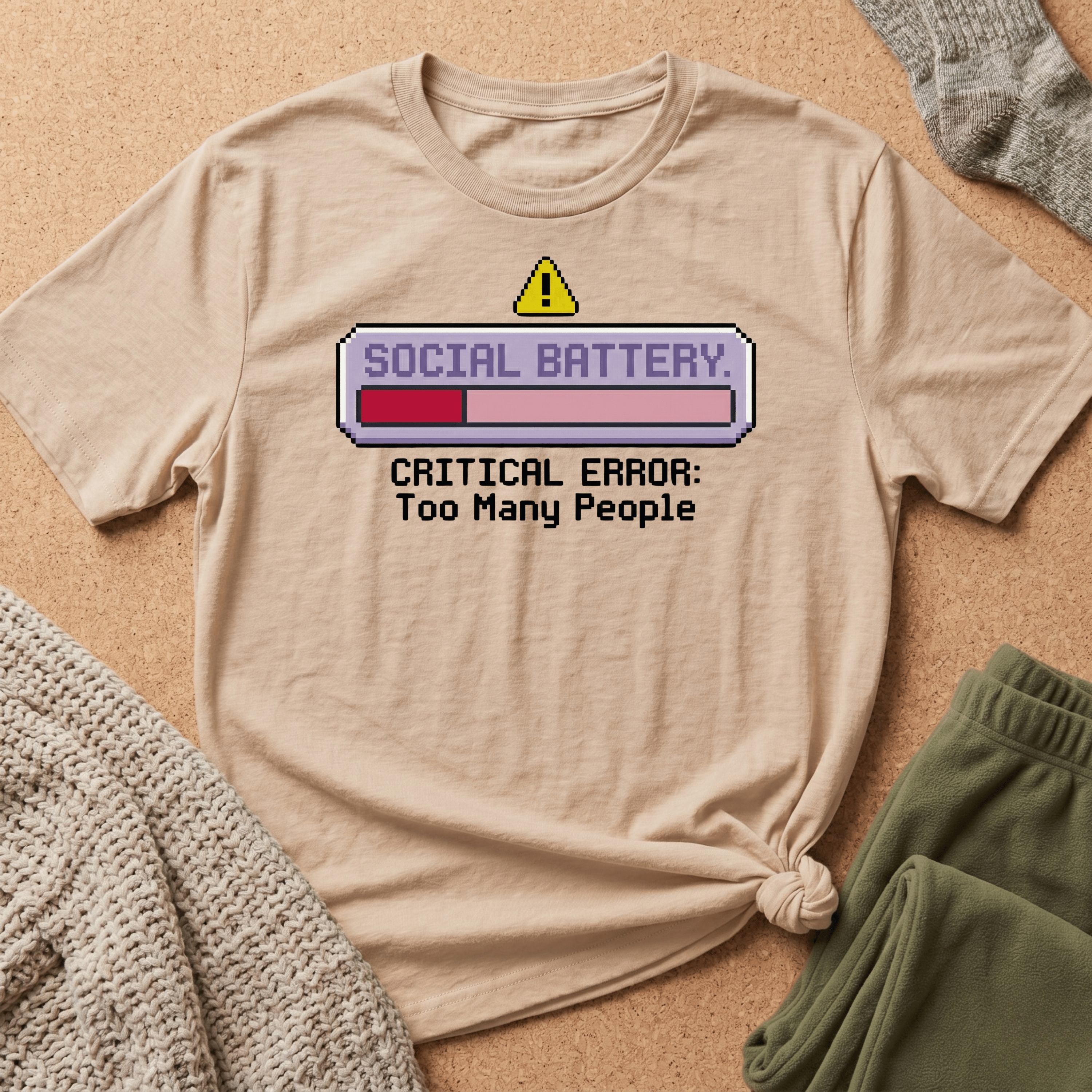 Critical Error: Social Battery Low Graphic T-Shirt