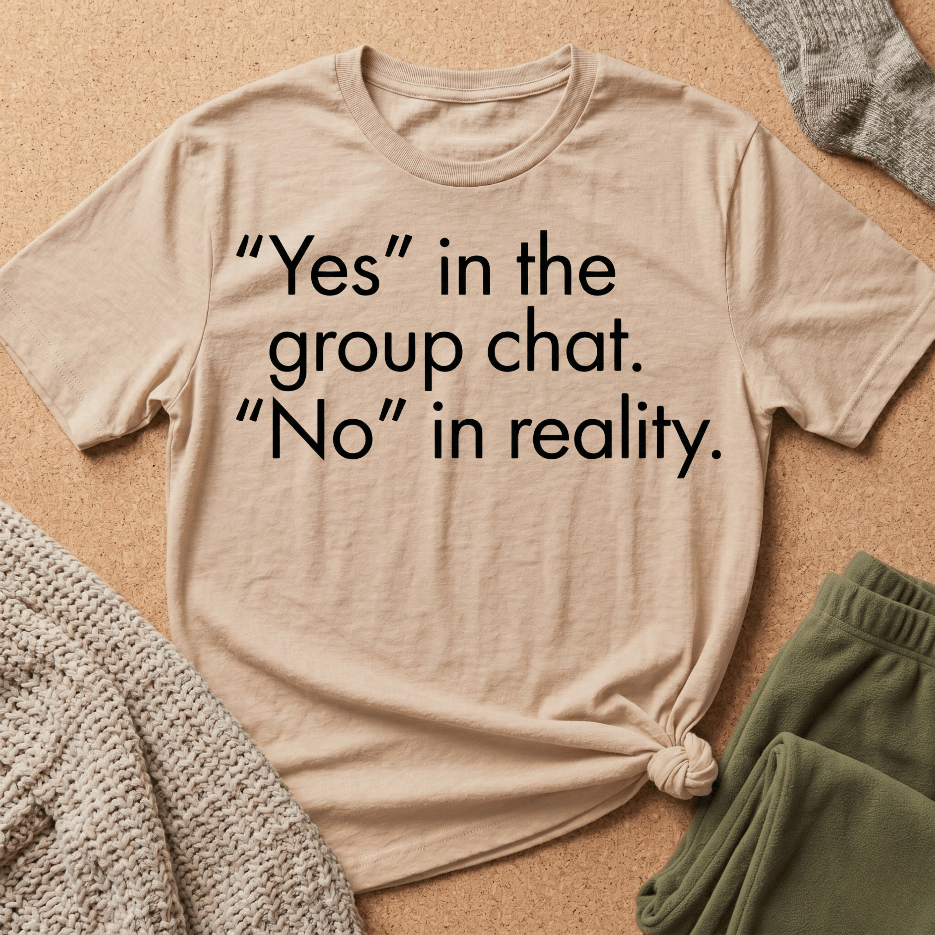 Yes in Group No in Reality - Sarcastic Minimalist Graphic T-Shirt