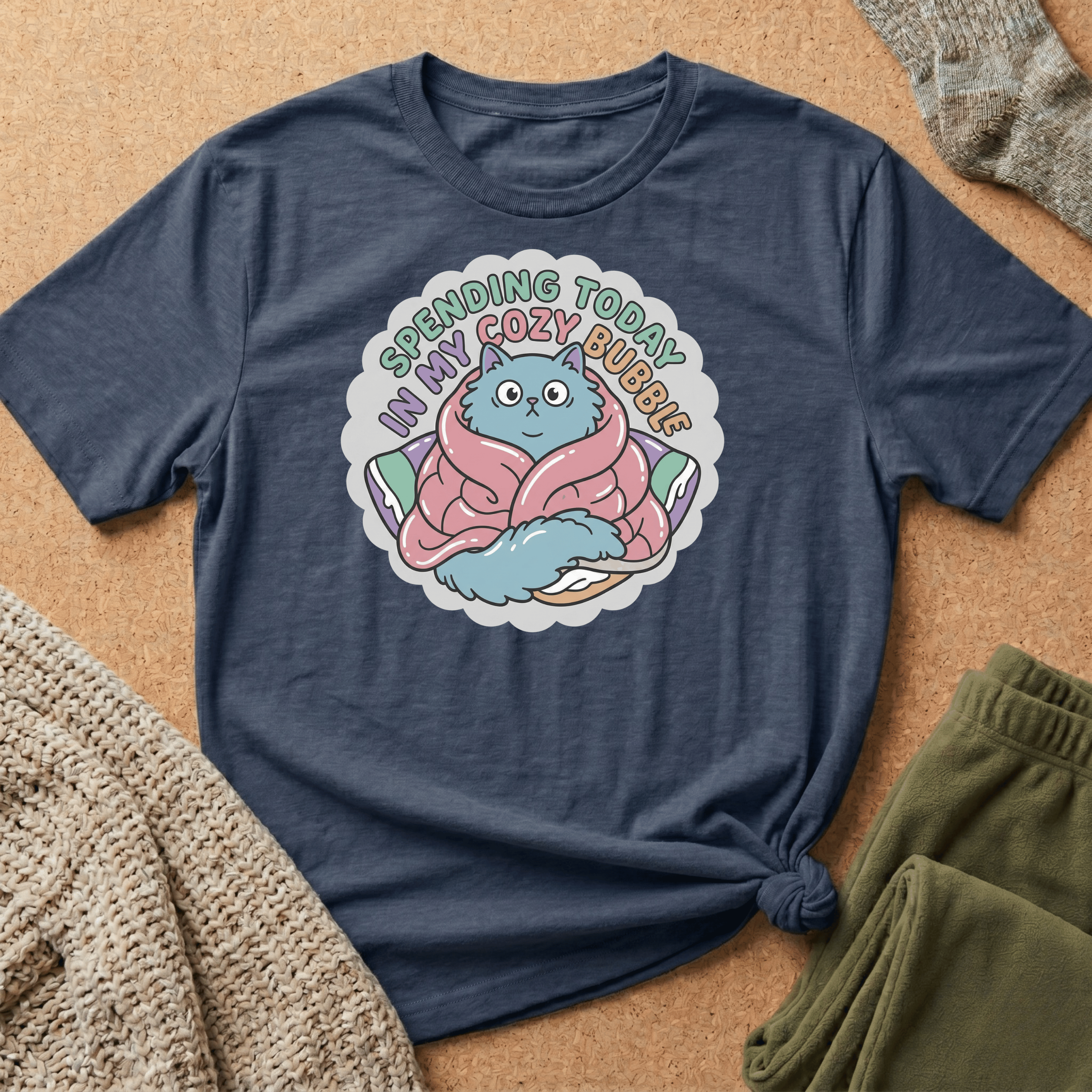 Spending Today in Cozy Bubble T-Shirt — Relaxed Lounge Tee for Cozy Days