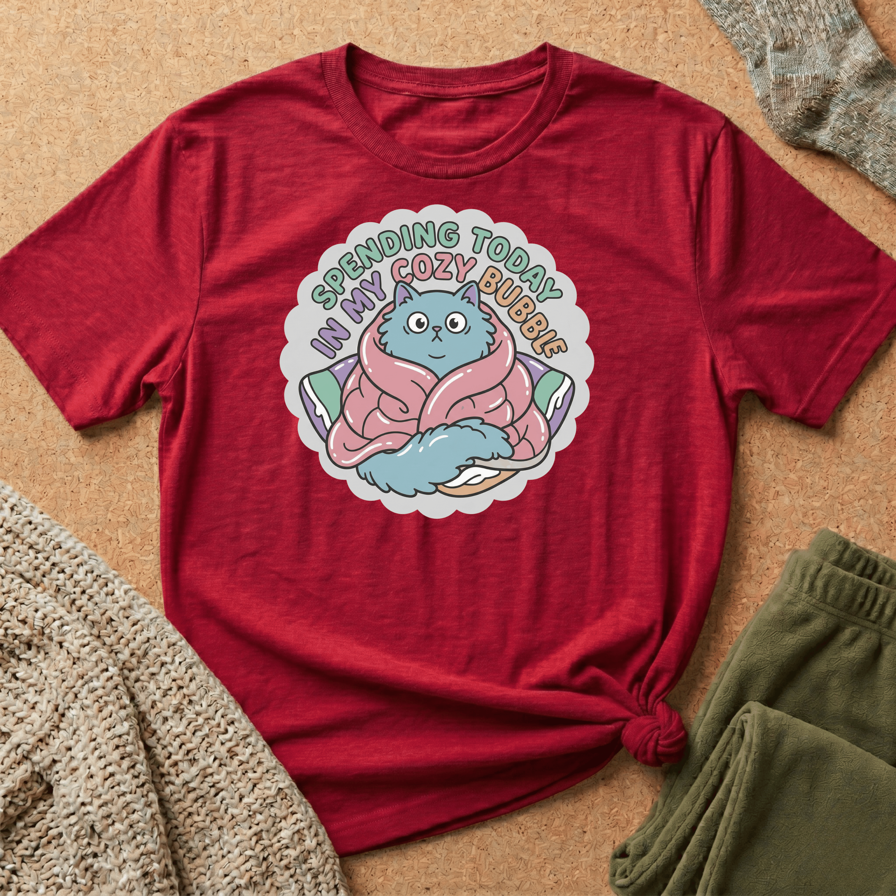 Spending Today in Cozy Bubble T-Shirt — Relaxed Lounge Tee for Cozy Days