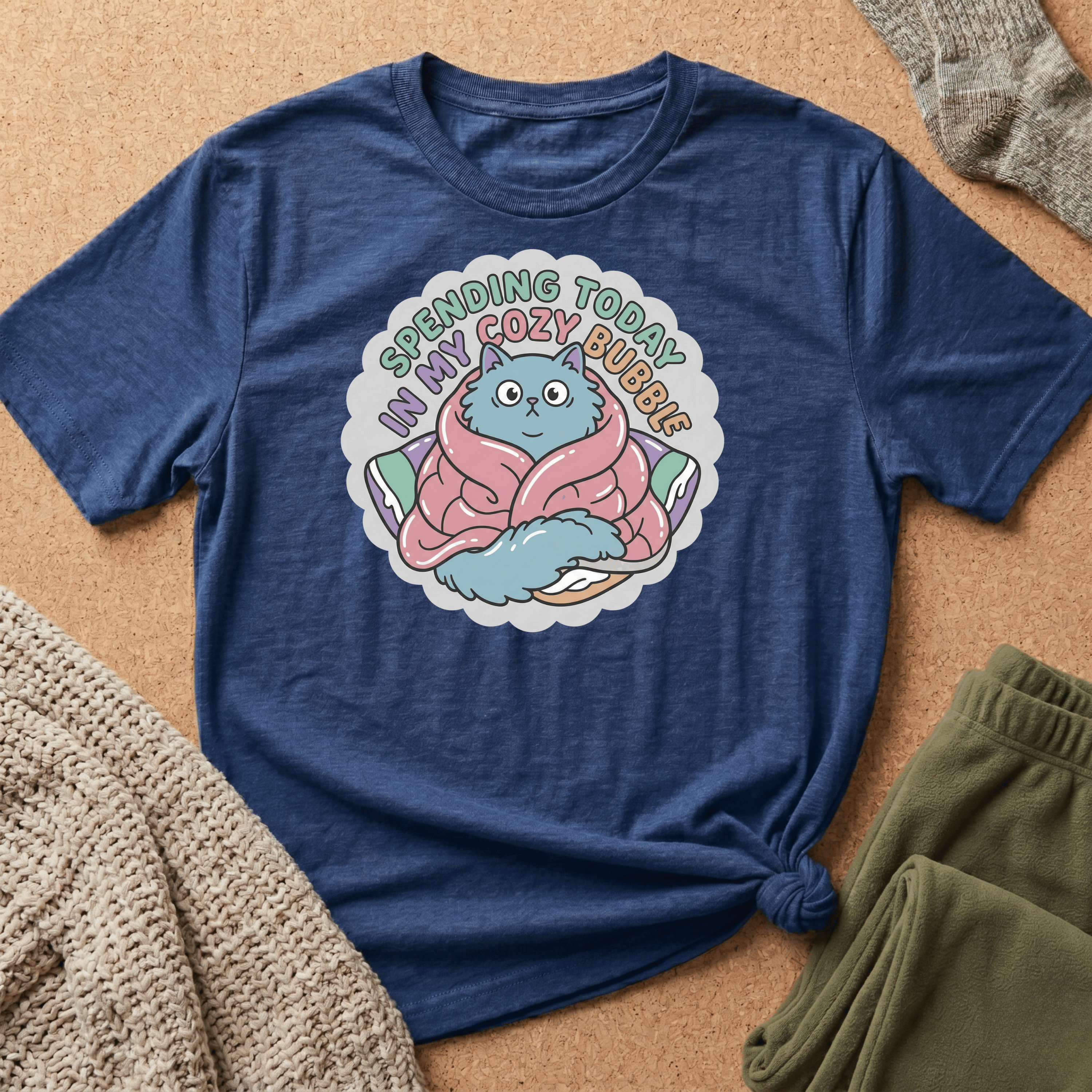 Spending Today in Cozy Bubble T-Shirt — Relaxed Lounge Tee for Cozy Days