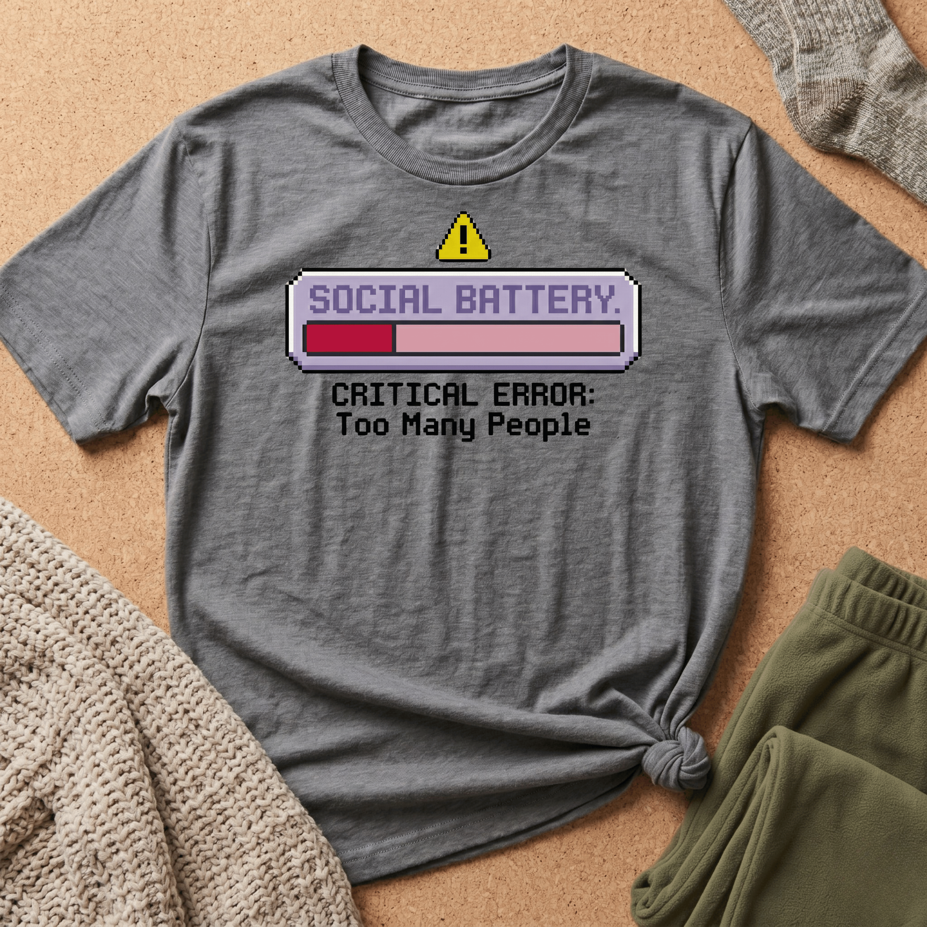 Critical Error: Social Battery Low Graphic T-Shirt