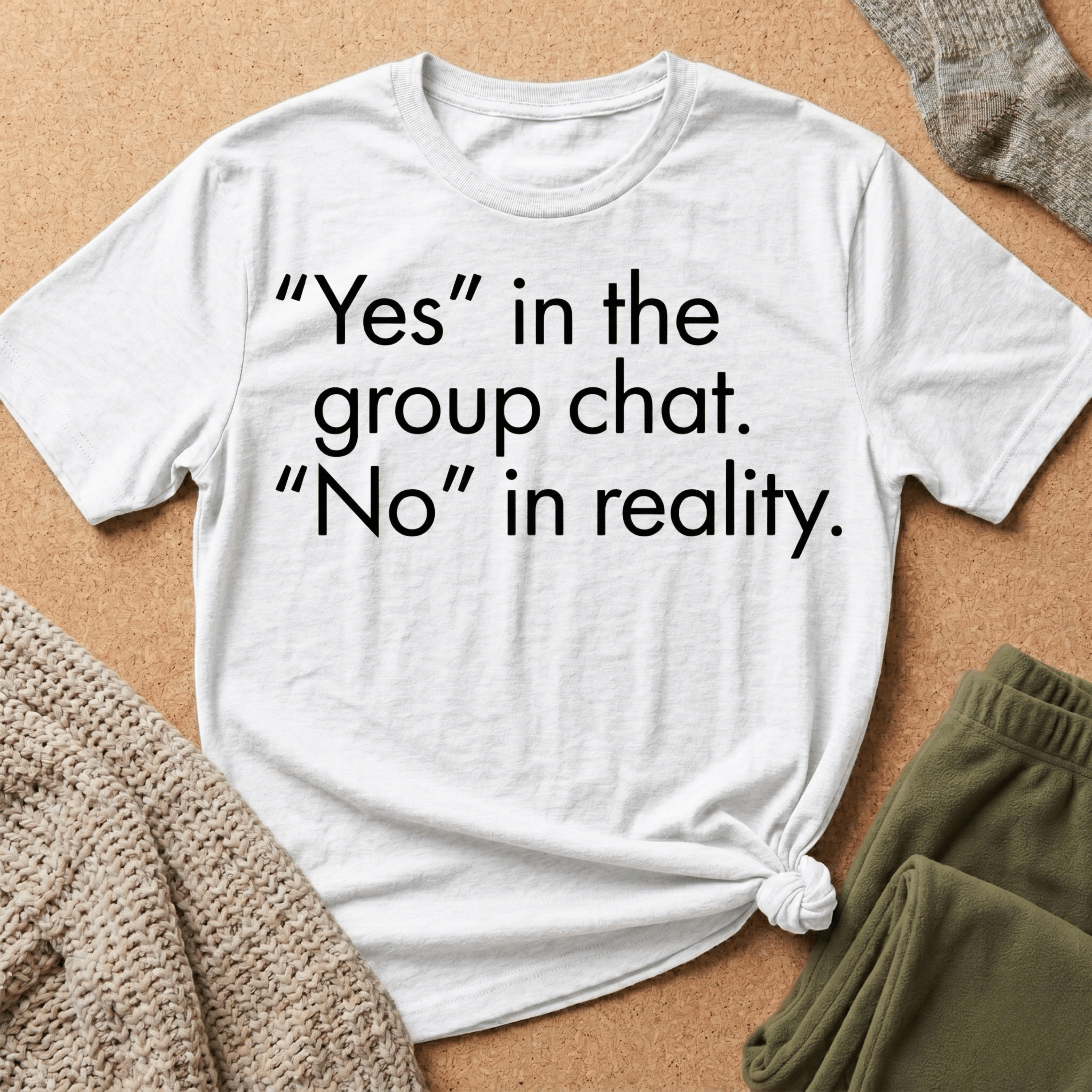 Yes in Group No in Reality - Sarcastic Minimalist Graphic T-Shirt